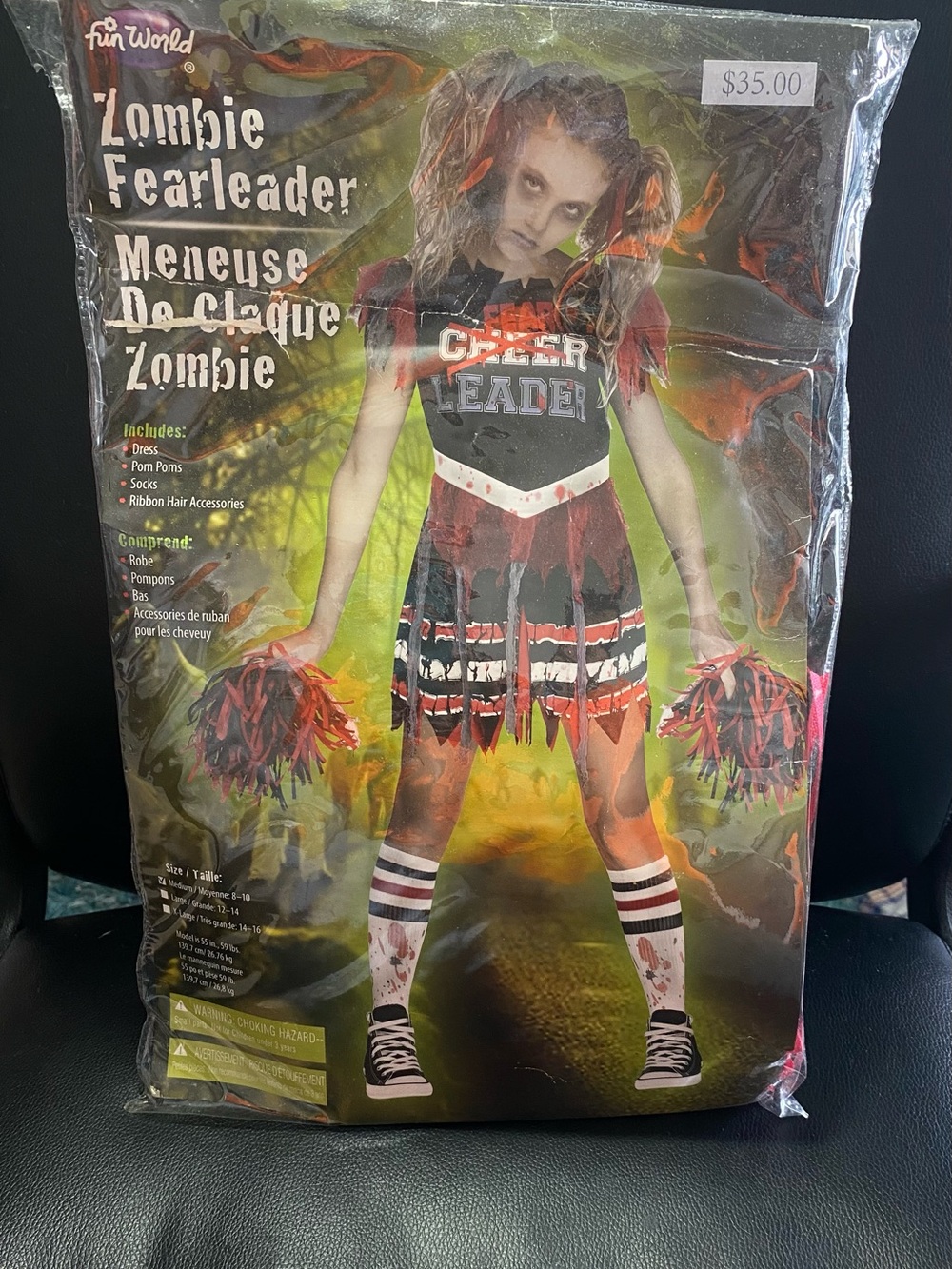 NEW🎉Zombie Cheerleader Costume Black & Red (Missing Hair accessories) Size 8-10